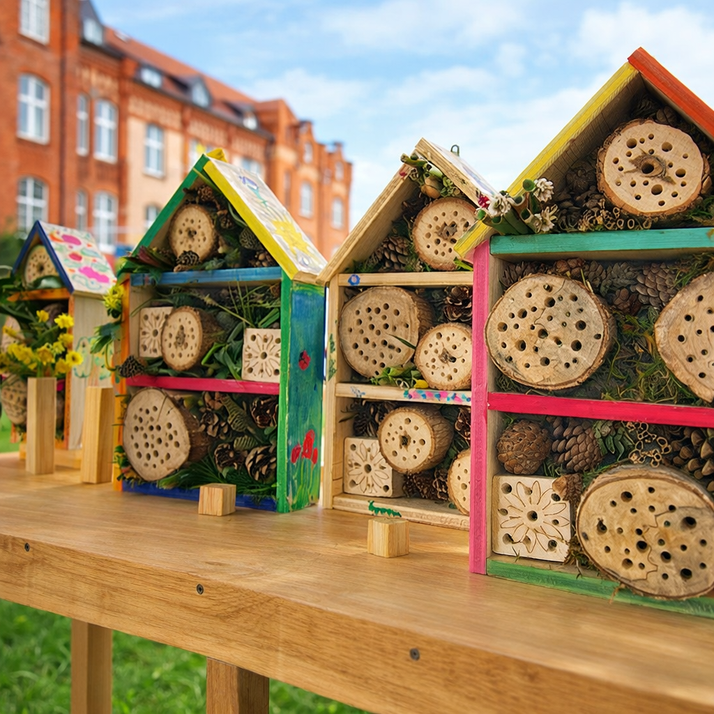 Insektenhotels bemalen und befüllen