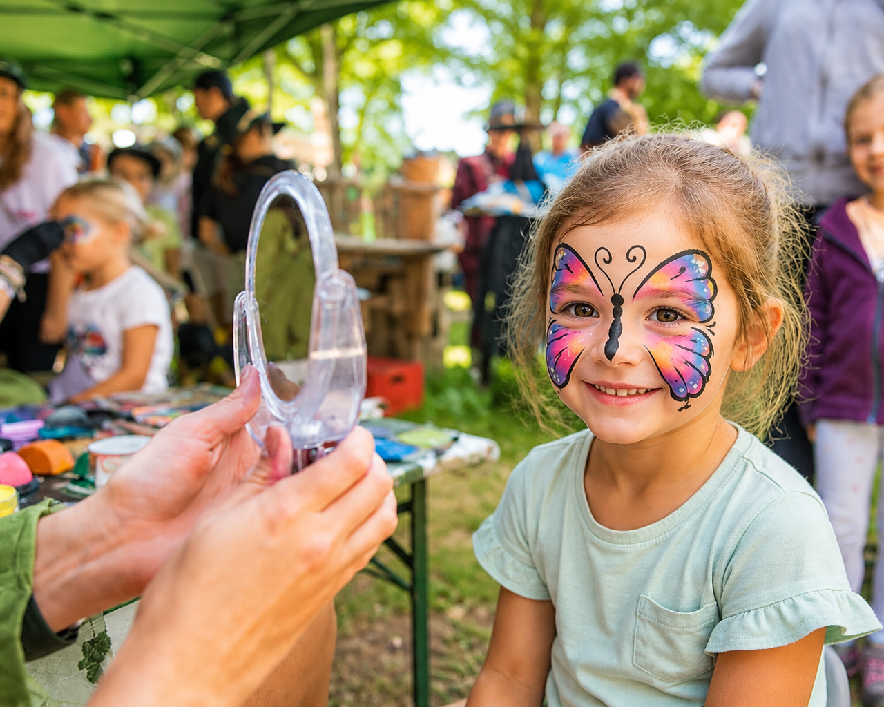 Kinderschminken beim Spiel- und Bastelnachmittag